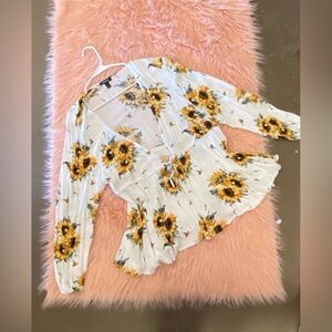 Torrid Sunflower Wrap Blouse in White and Yellow
